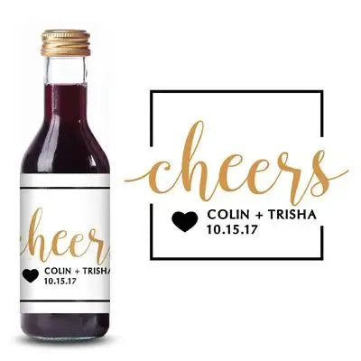 White Cheers Mini Wine Label - iCustomLabel