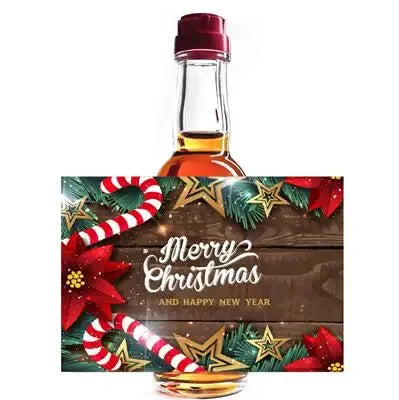 Wood With Candy Canes Mini Liquor Label - iCustomLabel