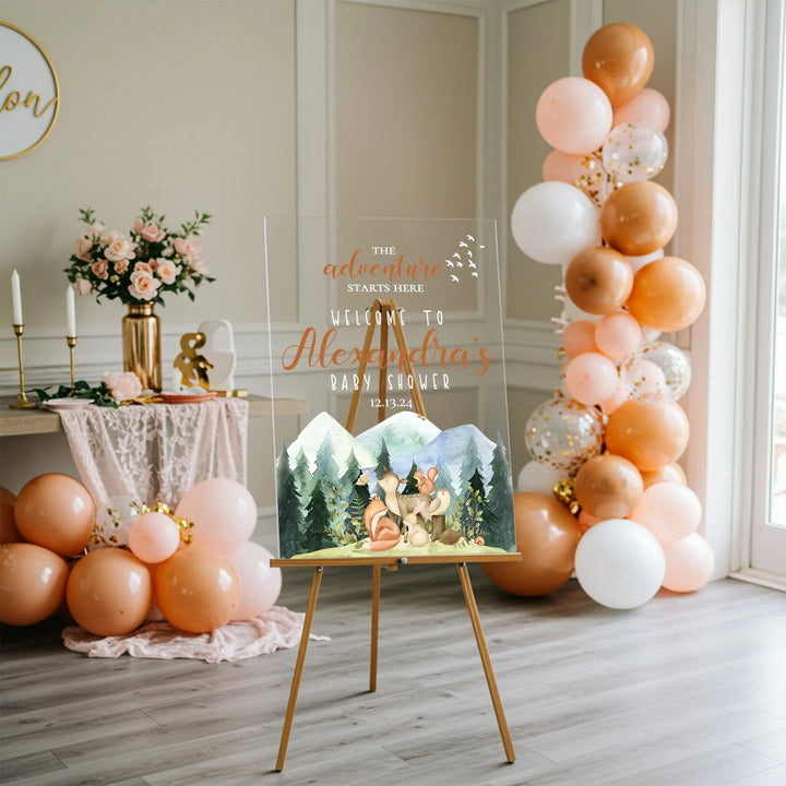 Woodland Animals Baby Shower Sign - iCustomLabel