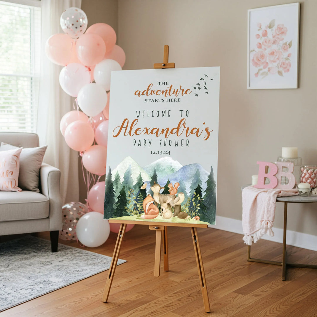 Woodland Animals Baby Shower Sign - iCustomLabel