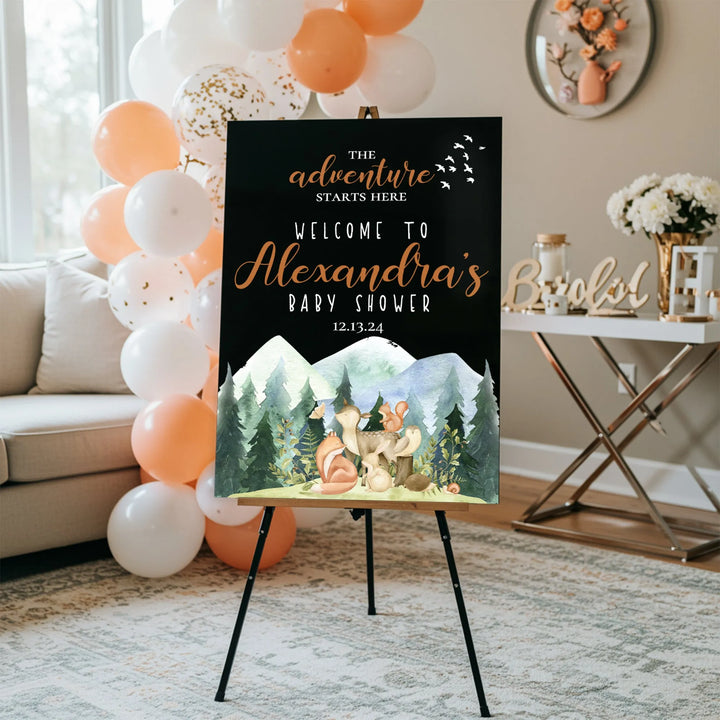 Woodland Animals Baby Shower Sign - iCustomLabel