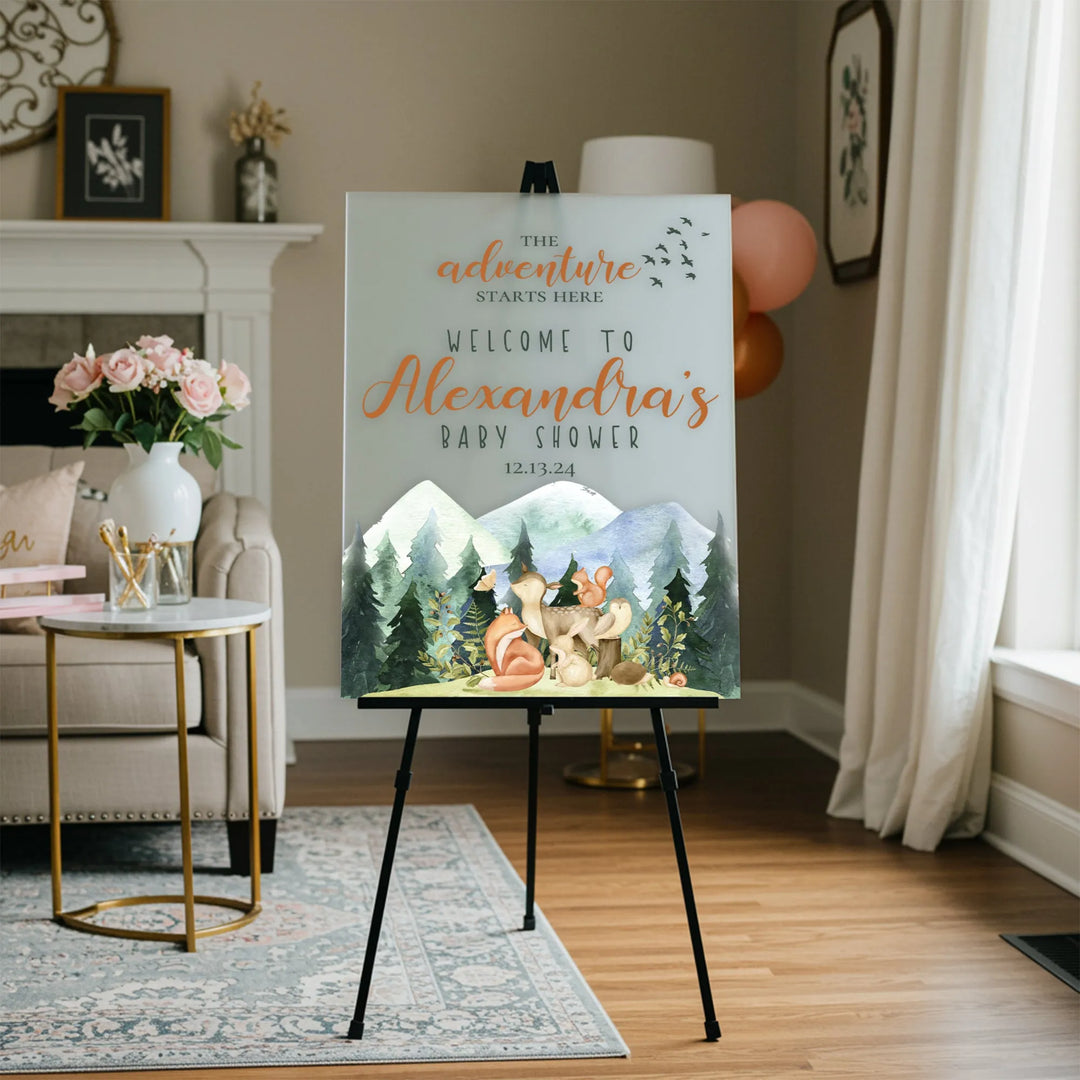 Woodland Animals Baby Shower Sign - iCustomLabel