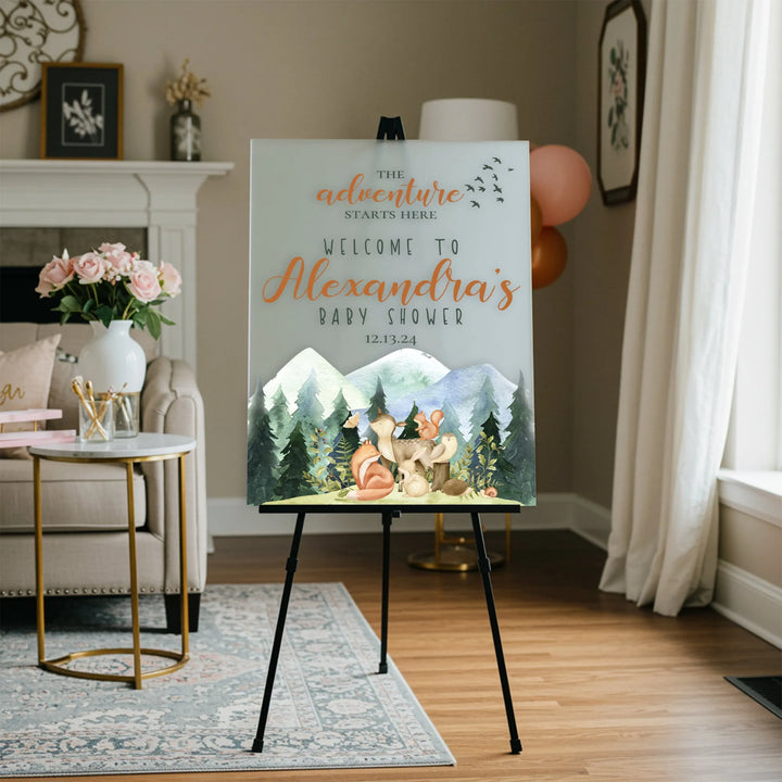 Woodland Animals Baby Shower Sign - iCustomLabel