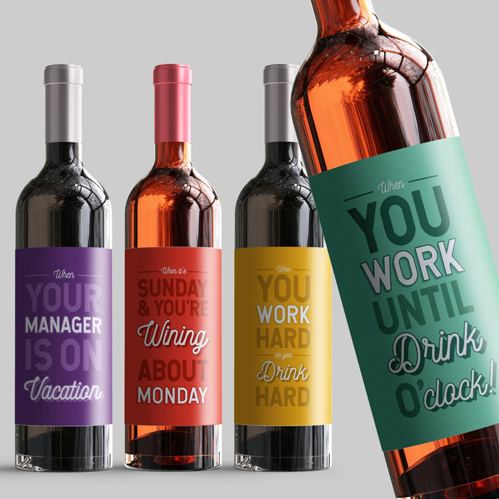 Work Makes You Drink Wine Label Set - iCustomLabel