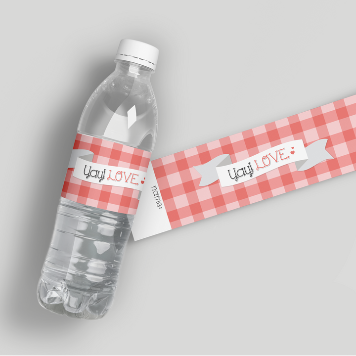 Yay Love Valentine Water Bottle Labels
