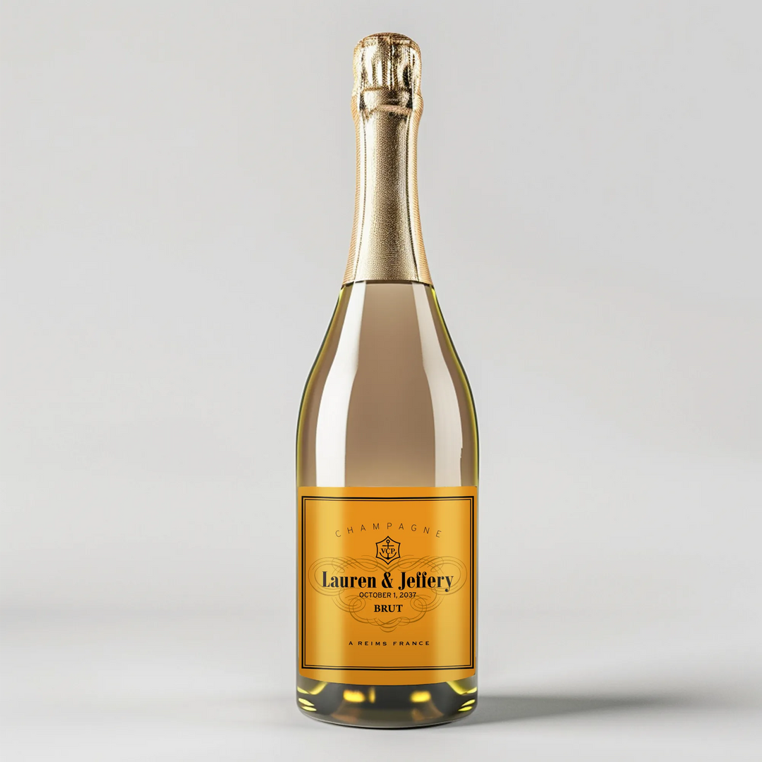 Yellow Wedding Champagne Label - iCustomLabel