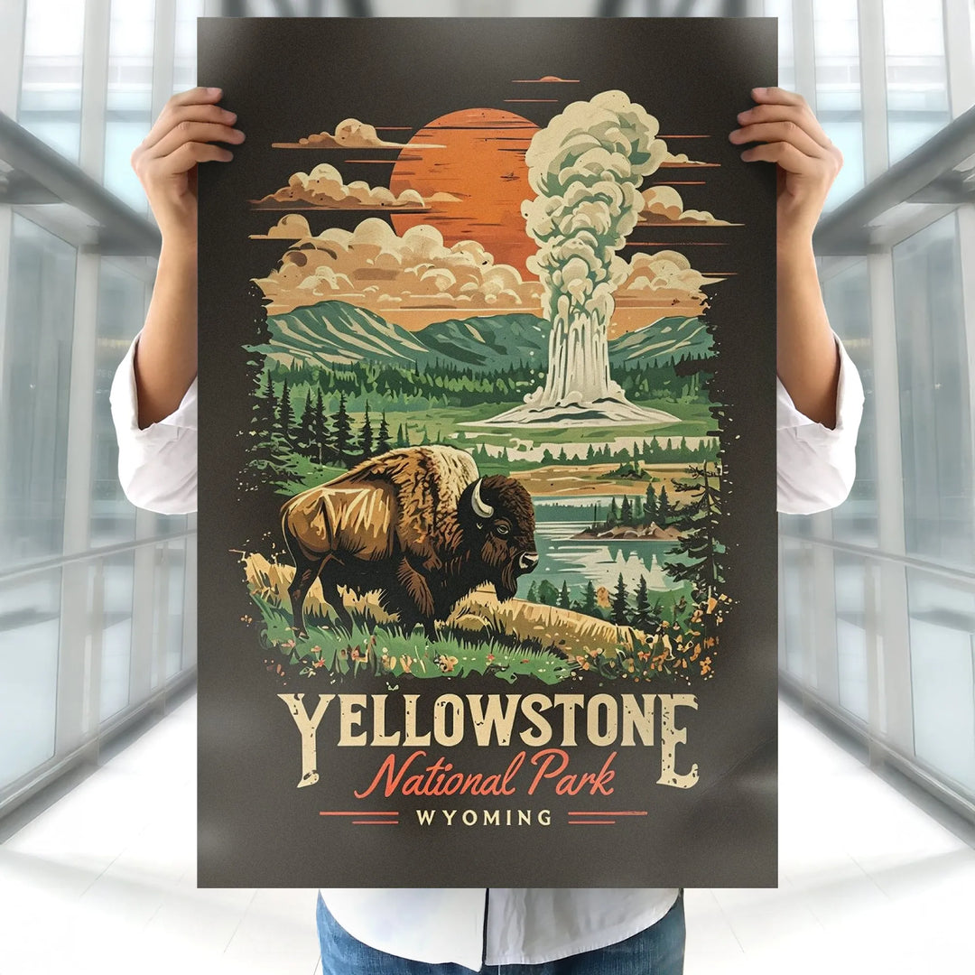 Yellowstone National Park Vintage Poster - iCustomLabel