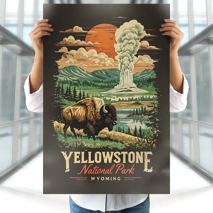 Yellowstone National Park Vintage Poster - iCustomLabel