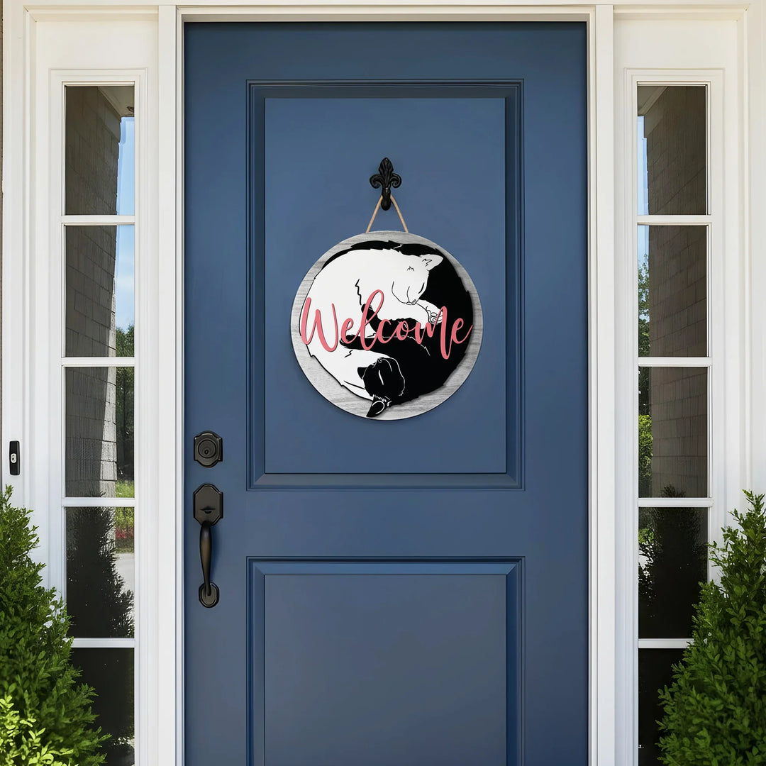 yin-yang-cat-welcome-front-door-decor-icustomlabel-2 - iCustomLabel