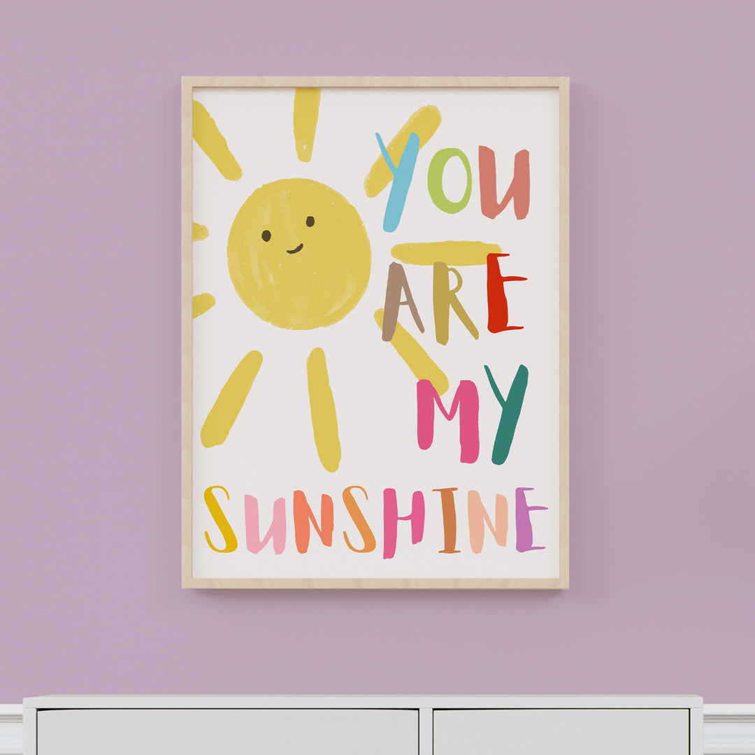 You Are My Sunshine Poster – Colorful Sun Nursery Wall Art for Kids Room - iCustomLabel